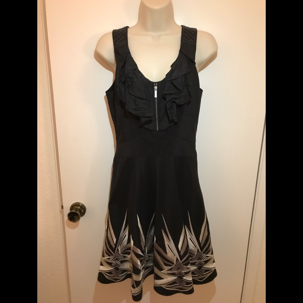 Karen Millen Strapless Dress tribal embroidery